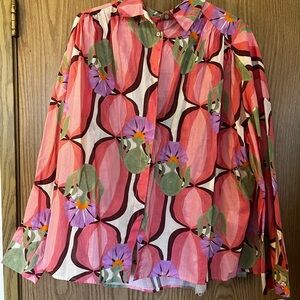 BNWT Floral Pink Button-Up Women's Blouse